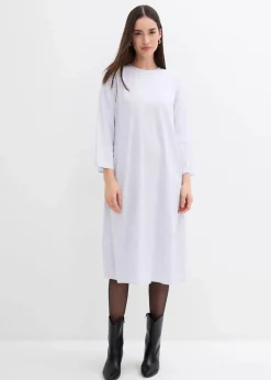 Online Florales Midikleid aus reiner Viskose Damen Bekleidung·Pullover & Strickjacken|Kleider