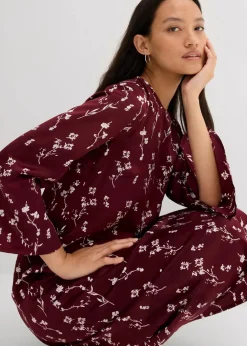 Florales Midikleid aus reiner Viskose Damen Kleider|Bekleidung·Pullover & Strickjacken