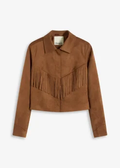 Fransen-Jacke in Wildleder-Optik Damen Jacken & Mäntel