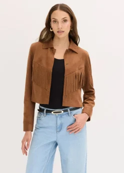 Fransen-Jacke in Wildleder-Optik Damen Jacken & Mäntel