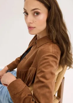 Fransen-Jacke in Wildleder-Optik Damen Jacken & Mäntel