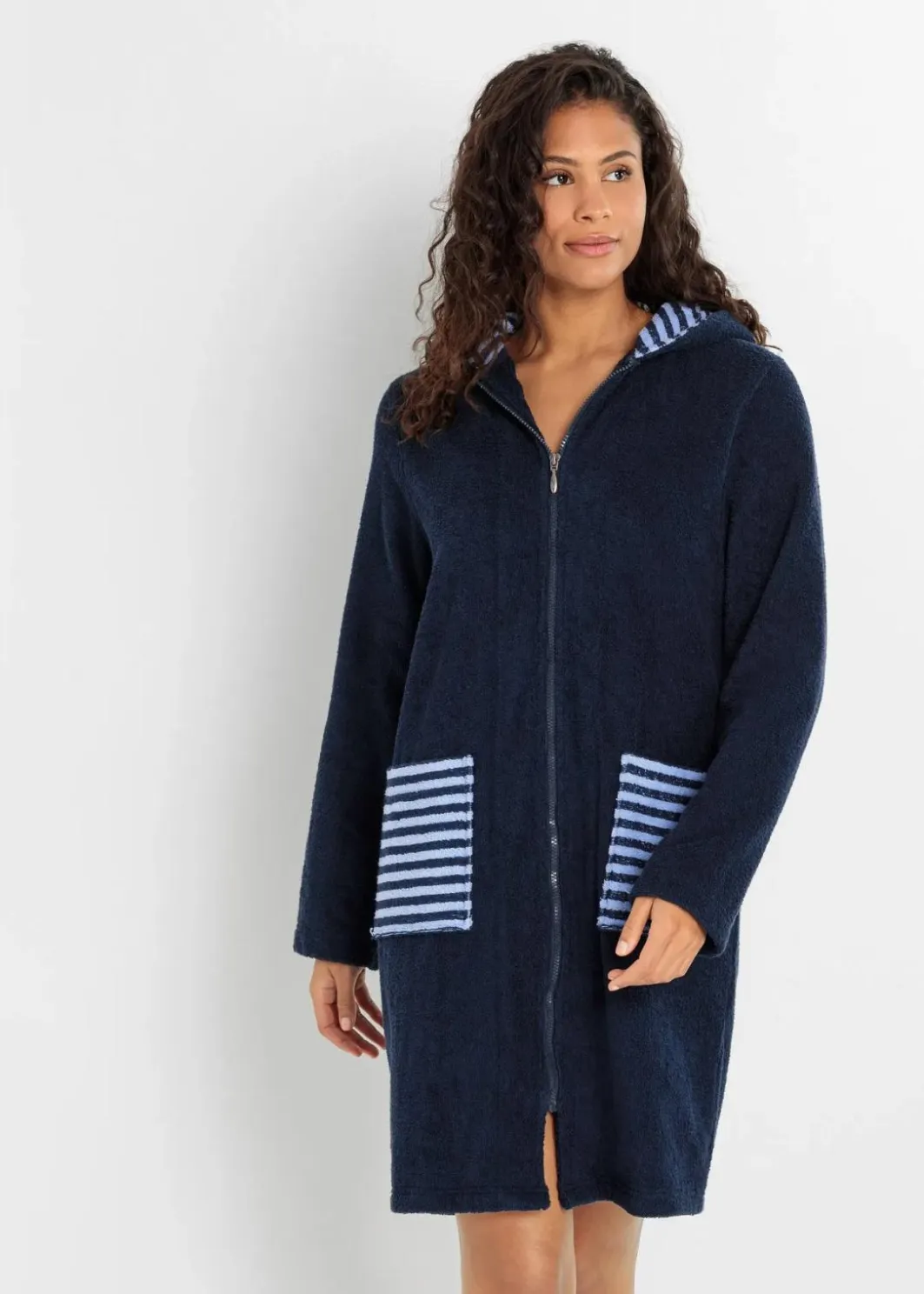 New Frottee Bademantel aus Bio-Baumwolle mit Reißverschluss Damen Wäsche·Bademäntel|Nachhaltigere Materialien