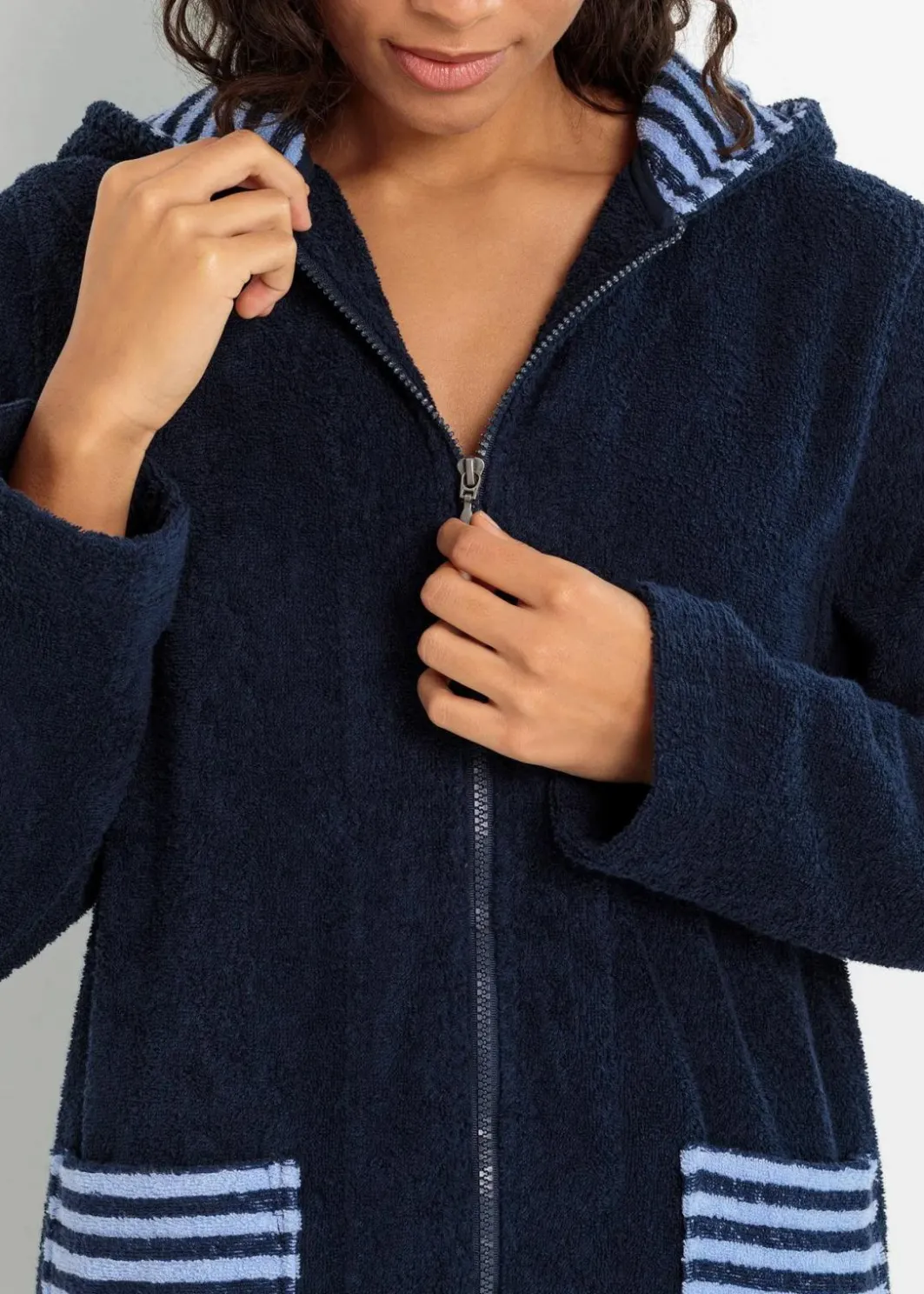 New Frottee Bademantel aus Bio-Baumwolle mit Reißverschluss Damen Wäsche·Bademäntel|Nachhaltigere Materialien