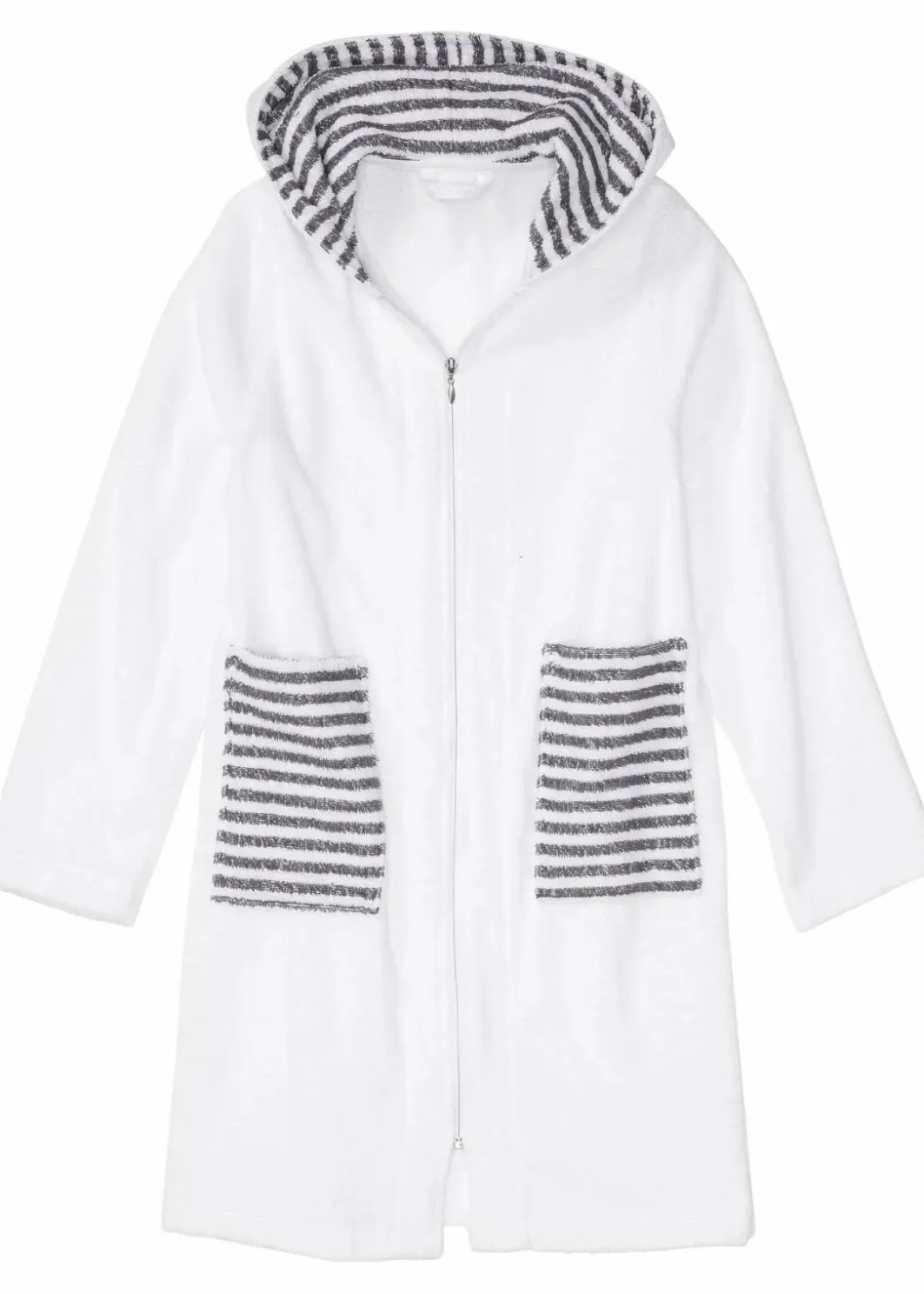 Damen bonprix Bademäntel|Nachhaltigere Materialien|Frottee Bademantel aus Bio-Baumwolle mit Reißverschluss