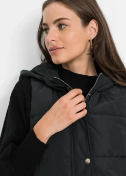 Damen bonprix Jacken & Mäntel|Nachhaltigere Materialien|Funktions-Steppweste mit Kapuze