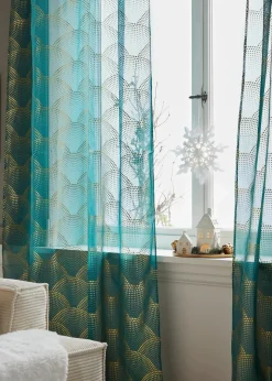 bonprix Gardinen|Weihnachtsdeko & -Textilien·Gardinen|Gardine mit recyceltem Polyester mit Glanz Druck (1er Pack)
