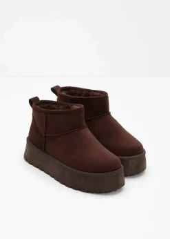 Damen bonprix Boots|Gefütterte Winterschuhe|Gefütterte Plateau-Boots