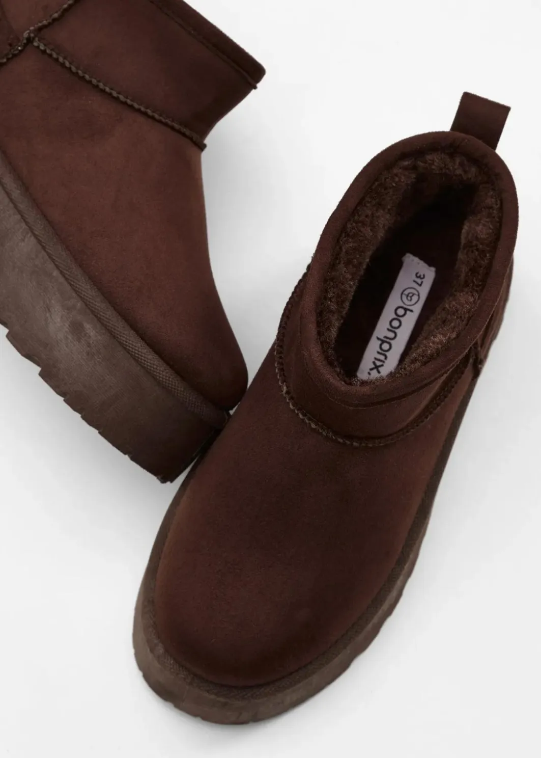 Damen bonprix Boots|Gefütterte Winterschuhe|Gefütterte Plateau-Boots