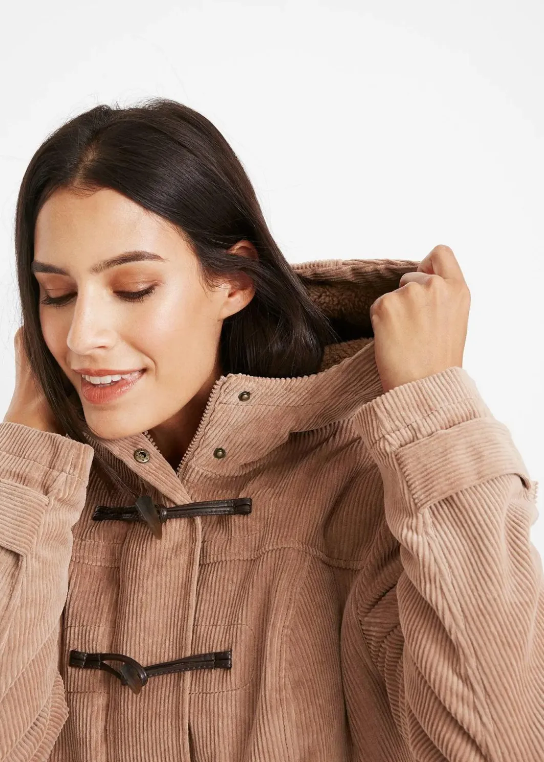 Damen bonprix Bekleidung·Hosen|Gefütterter Cord-Dufflecoat