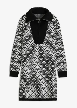 Damen bonprix Strickmode|Kleider|gemustertes Strickkleid
