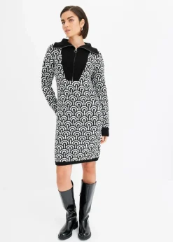 Damen bonprix Strickmode|Kleider|gemustertes Strickkleid