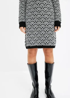 Damen bonprix Strickmode|Kleider|gemustertes Strickkleid