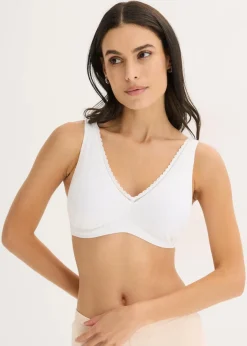 Discount Gepolstertes Bralette ohne Bügel ​mit Bio-Baumwolle und Spitze Damen Wäsche·Baumwollunterwäsche|Baumwollunterwäsche