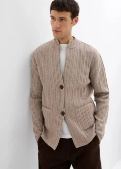 Herren bonprix Große Größen|Pullover & Strickjacken|gerippte Feinstrickjacke