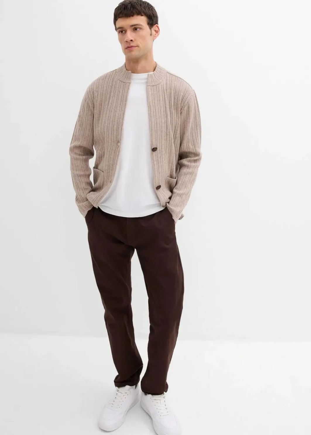 Herren bonprix Große Größen|Pullover & Strickjacken|gerippte Feinstrickjacke