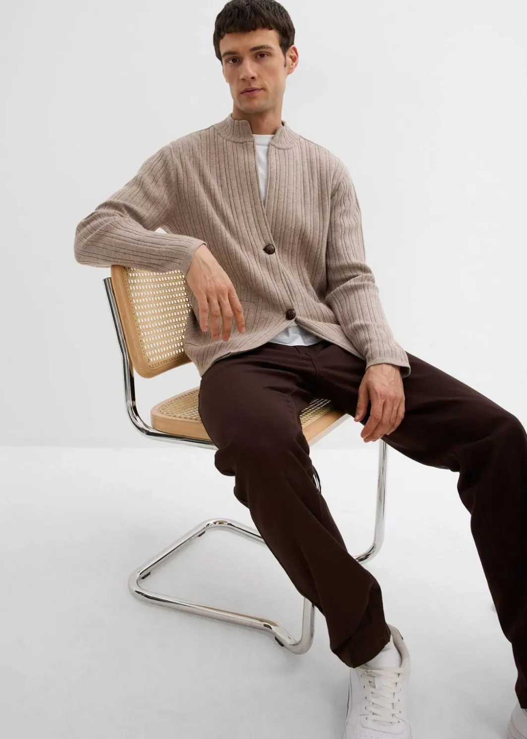 Herren bonprix Große Größen|Pullover & Strickjacken|gerippte Feinstrickjacke
