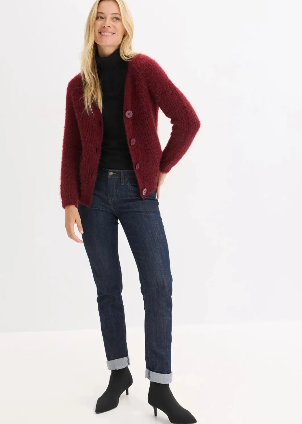 Damen bonprix Bekleidung·Umstandsmode|Pullover & Strickjacken|Gerippte Grobstrickjacke