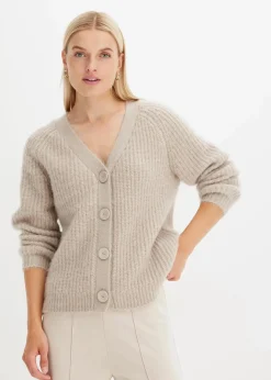 Damen bonprix Pullover & Strickjacken|Strickmode|Gerippte Grobstrickjacke