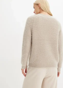Damen bonprix Pullover & Strickjacken|Strickmode|Gerippte Grobstrickjacke