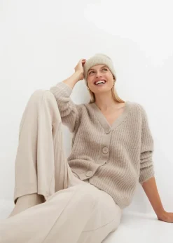 Damen bonprix Pullover & Strickjacken|Strickmode|Gerippte Grobstrickjacke