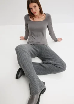 Online Gerippte Palazzo-Hose Damen Bekleidung·Kleider|Hosen