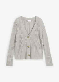 Damen bonprix Strickmode|Pullover & Strickjacken|Gerippte Strickjacke