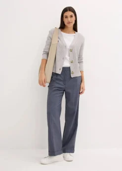 Damen bonprix Strickmode|Pullover & Strickjacken|Gerippte Strickjacke