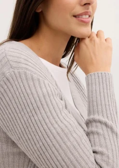 Damen bonprix Strickmode|Pullover & Strickjacken|Gerippte Strickjacke