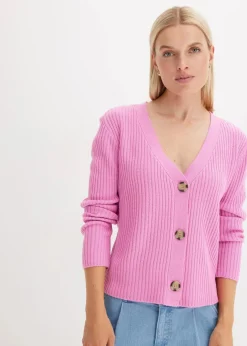 Clearance Gerippte Strickjacke Damen Bekleidung·Jeans|Pullover & Strickjacken