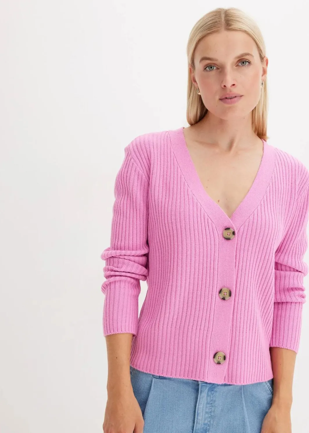 Clearance Gerippte Strickjacke Damen Bekleidung·Jeans|Pullover & Strickjacken