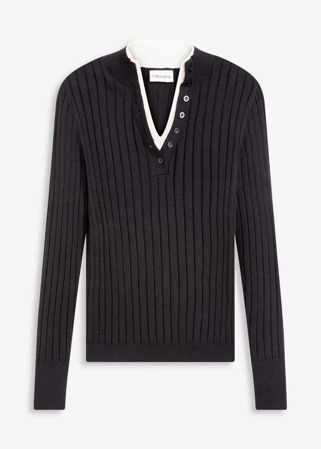 Damen bonprix Bekleidung·Umstandsmode|Bekleidung·Jeans|Gerippter Feinstrickpullover mit Viskose in 2 in 1 Optik