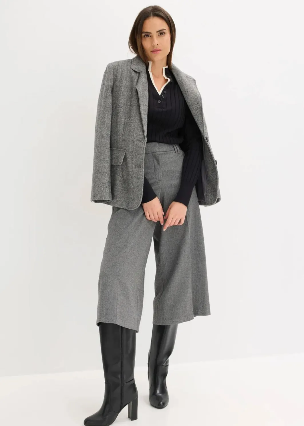 Damen bonprix Bekleidung·Umstandsmode|Bekleidung·Jeans|Gerippter Feinstrickpullover mit Viskose in 2 in 1 Optik