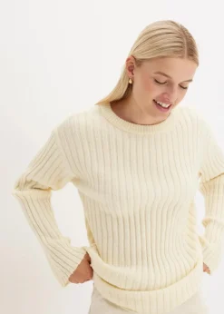 Damen bonprix Pullover & Strickjacken|Strickmode|Gerippter Oversize-Pullover