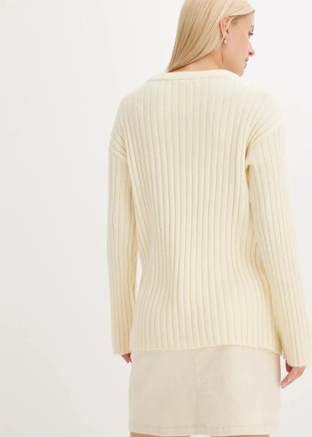 Damen bonprix Pullover & Strickjacken|Strickmode|Gerippter Oversize-Pullover