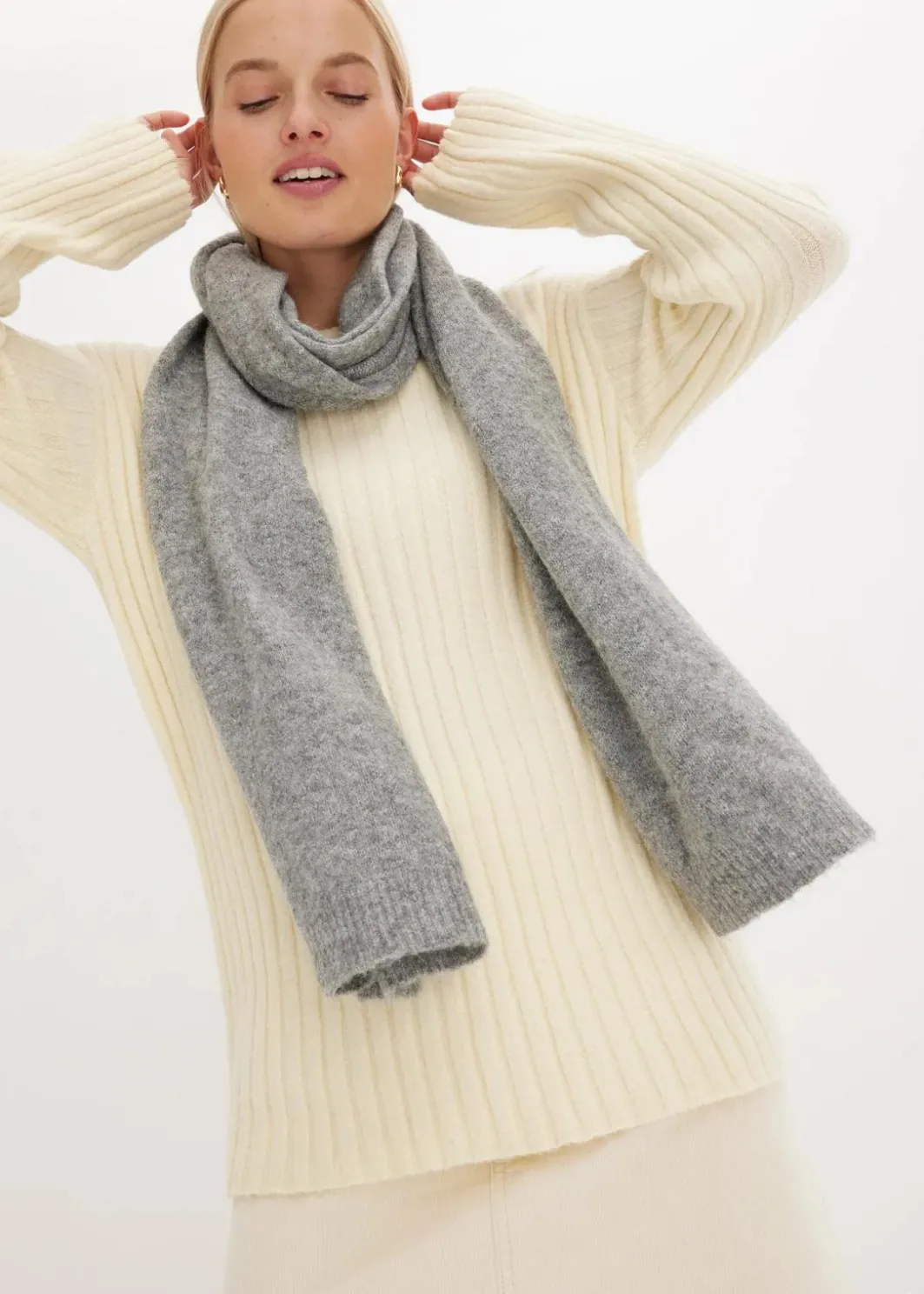 Damen bonprix Pullover & Strickjacken|Strickmode|Gerippter Oversize-Pullover