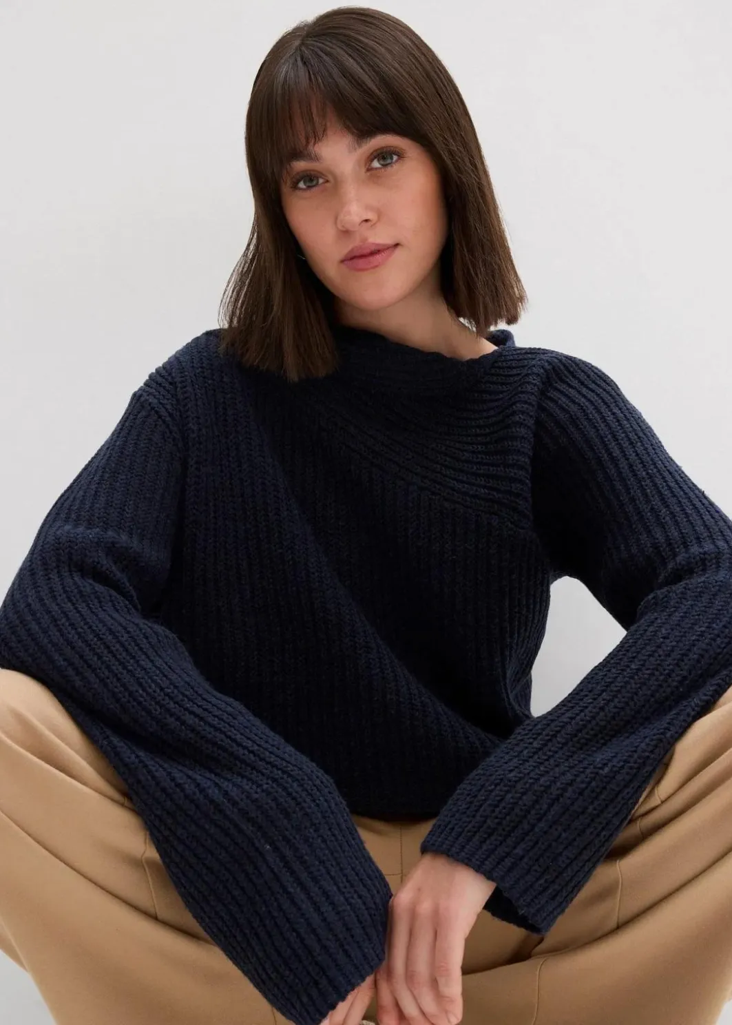 Best Gerippter Oversize-Pullover Damen Bekleidung·Umstandsmode|Strickmode