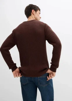 Online Gerippter Pullover aus Baumwoll-Mix Herren Große Größen|Pullover & Strickjacken
