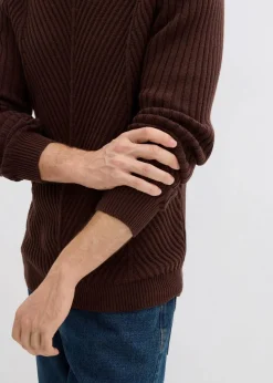 Online Gerippter Pullover aus Baumwoll-Mix Herren Große Größen|Pullover & Strickjacken