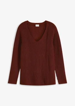 Damen bonprix Bekleidung·Umstandsmode|Strickmode|Gerippter Pullover aus reiner Baumwolle