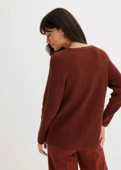 Damen bonprix Bekleidung·Umstandsmode|Strickmode|Gerippter Pullover aus reiner Baumwolle