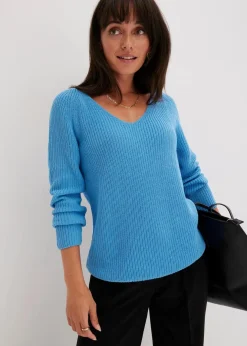 Outlet Gerippter Pullover aus reiner Baumwolle Damen Strickmode|Bekleidung·Jeans