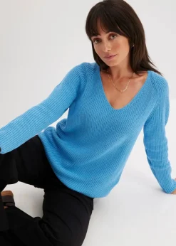 Outlet Gerippter Pullover aus reiner Baumwolle Damen Strickmode|Bekleidung·Jeans