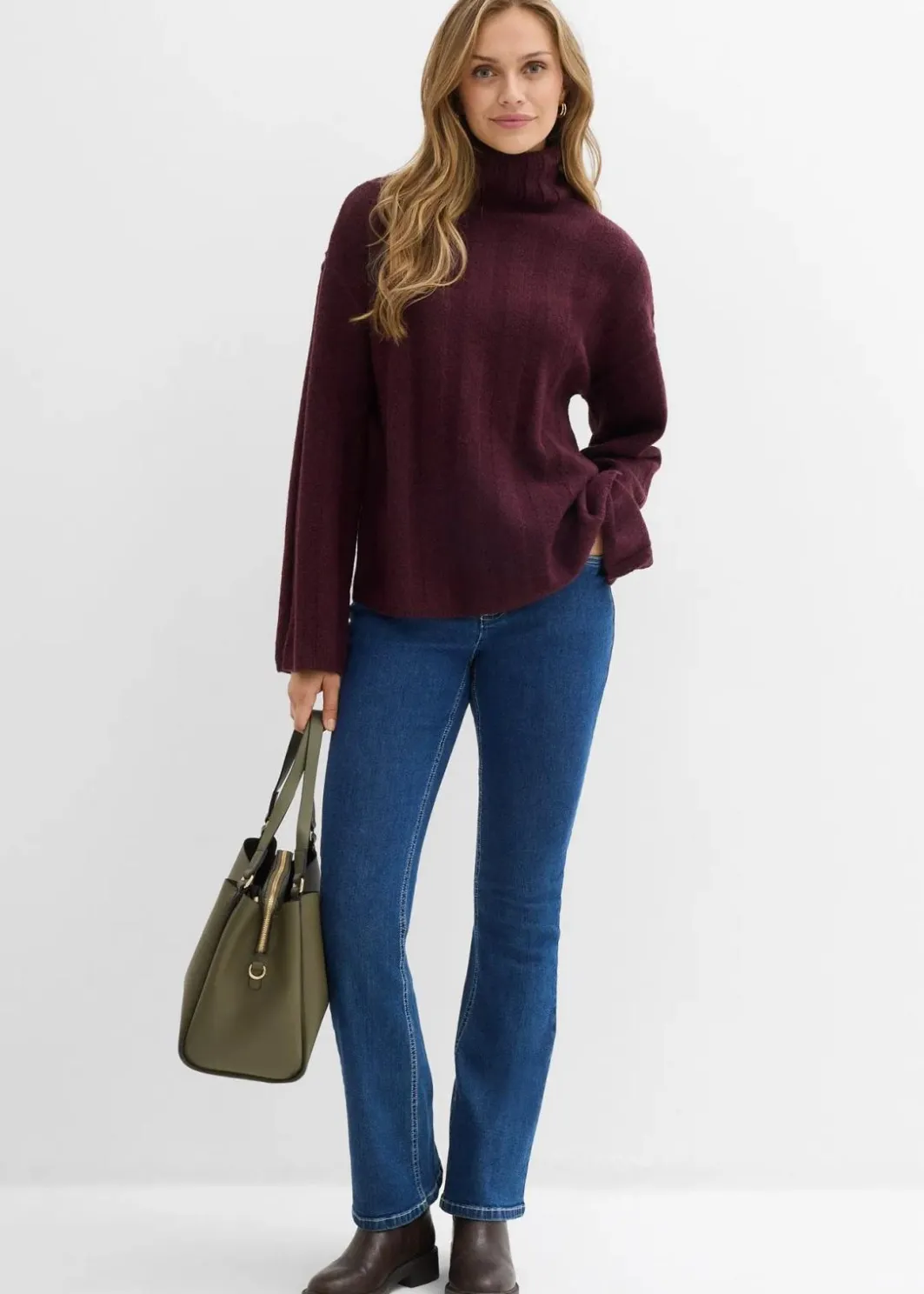 Outlet Gerippter Rollkragenpullover Damen Bekleidung·Umstandsmode|Strickmode