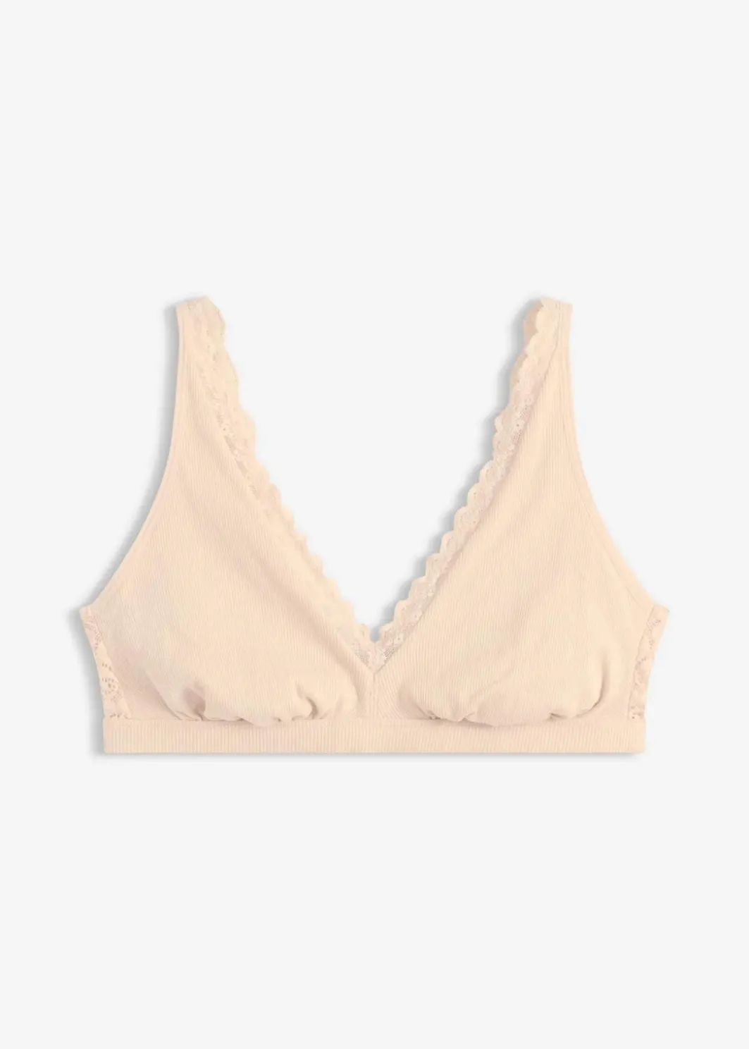 Geripptes Bralette mit Bio-Baumwolle und Spitze Damen Wäsche·Baumwollunterwäsche|Baumwollunterwäsche