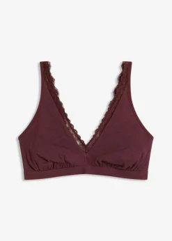 Hot Geripptes Bralette mit Bio-Baumwolle und Spitze Damen Bhs|Baumwollunterwäsche