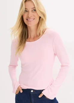 Outlet Geripptes Langarmshirt Damen Shirts & Tops|Basics