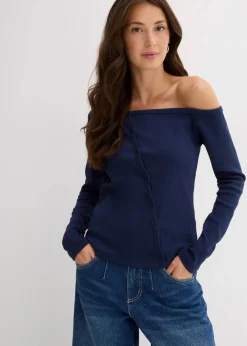 Damen bonprix Nachhaltigere Materialien|Shirts & Tops|Geripptes Langarmshirt