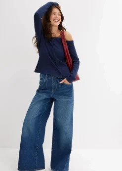 Damen bonprix Nachhaltigere Materialien|Shirts & Tops|Geripptes Langarmshirt