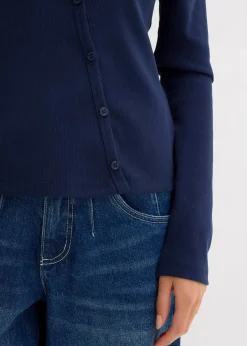 Damen bonprix Nachhaltigere Materialien|Shirts & Tops|Geripptes Langarmshirt