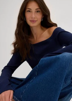 Damen bonprix Nachhaltigere Materialien|Shirts & Tops|Geripptes Langarmshirt